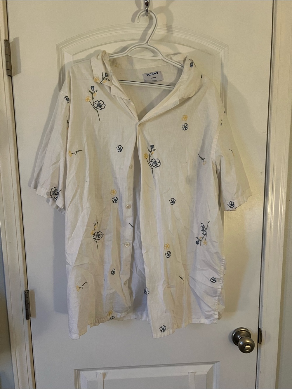 Old Navy White Shirt with Navy Logo Tag
